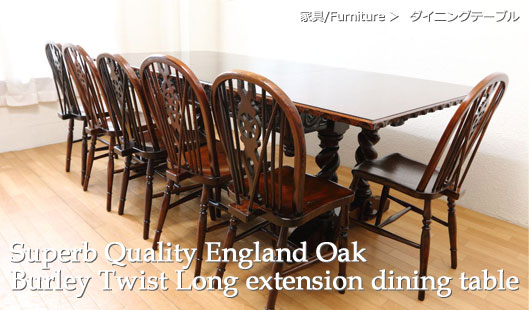 DT0579 カロリアンスタイル スーパーヘビーツイスト ロング エクステンションテーブル Dining Set